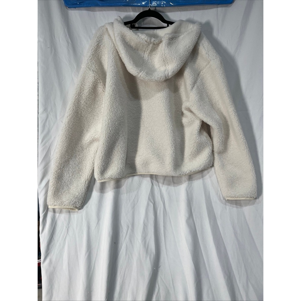Eddie Bauer Chill Out Fleece Hoodie Womens XL Ivory Sherpa Pullover Snap 6454 - Picture 7 of 10